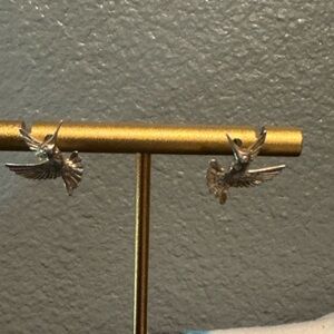 Miniature sterling Silver humming-bird Earrings